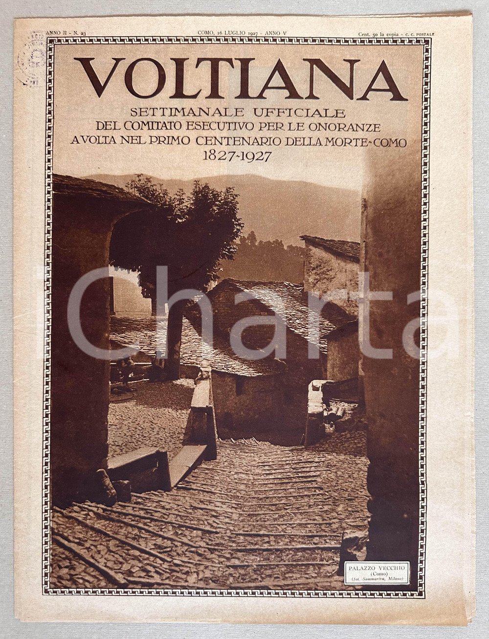 Giornale, rivista storica 1927 COMO Rivista VOLTIANA Carteggio con Jean-Pierre VAUCHER *Anno II nÂ° 23 1