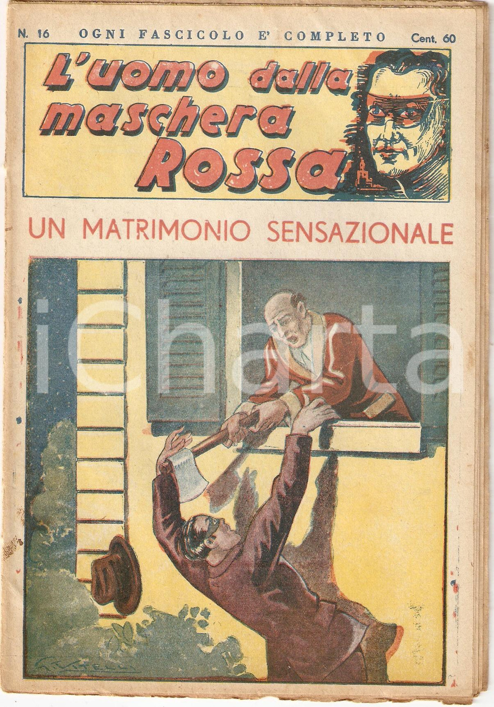 Giornale, rivista storica 1936 L'UOMO DALLA MASCHERA ROSSA Un matrimonio sensazionale *Rivista nÂ°16 1