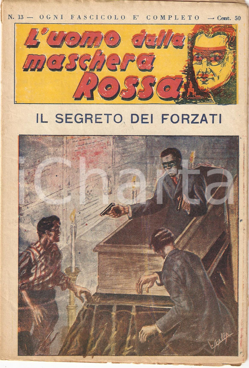 Giornale, rivista storica 1936 L'UOMO DALLA MASCHERA ROSSA Il segreto dei forzati *Rivista nÂ°13 1
