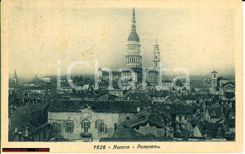 Cartolina originale da collezione 1933 Novara - Panorama d'epoca della cittÃ  *FP VG 1