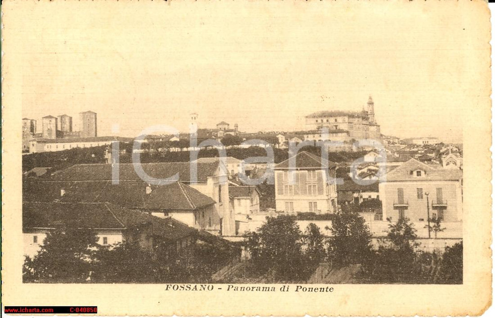 Cartolina originale da collezione 1923 Fossano - Bella veduta d'epoca dell'abitato 1