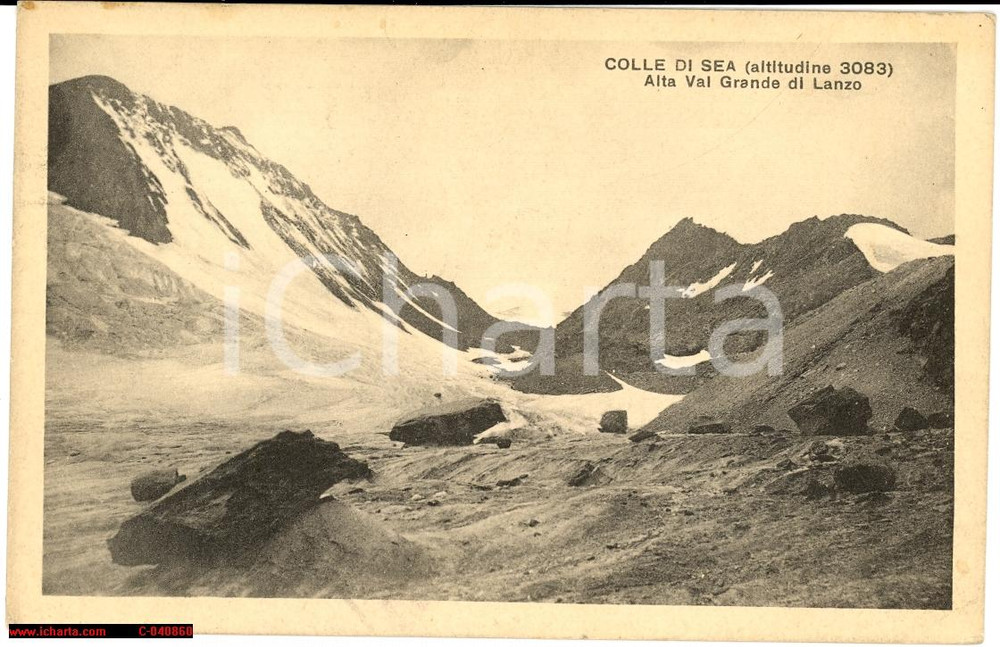 Cartolina originale da collezione 1926 Colle Sea, Val Grande di Lanzo Valico alpino 1