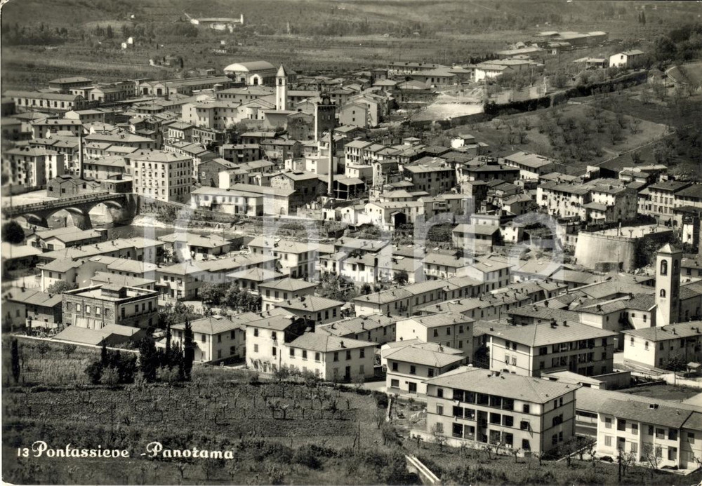 Cartolina originale da collezione 1956 PONTASSIEVE FI Panorama dall alto Cartolina FG 1