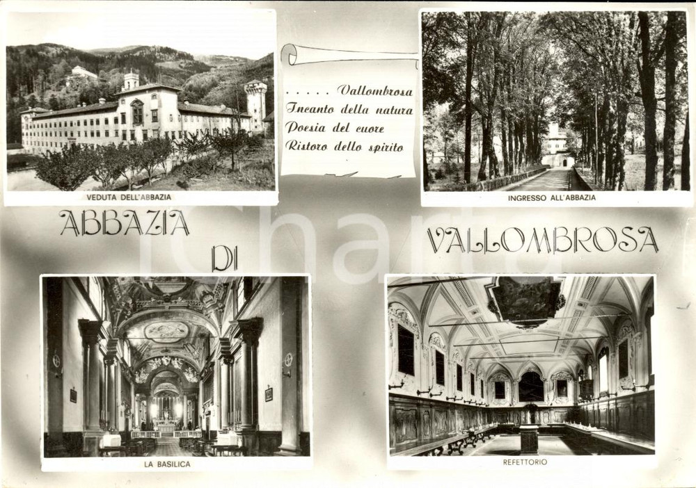 Cartolina originale da collezione 1955 ca VALLOMBROSA Vedutine dell abbazia Cartolina FG 1