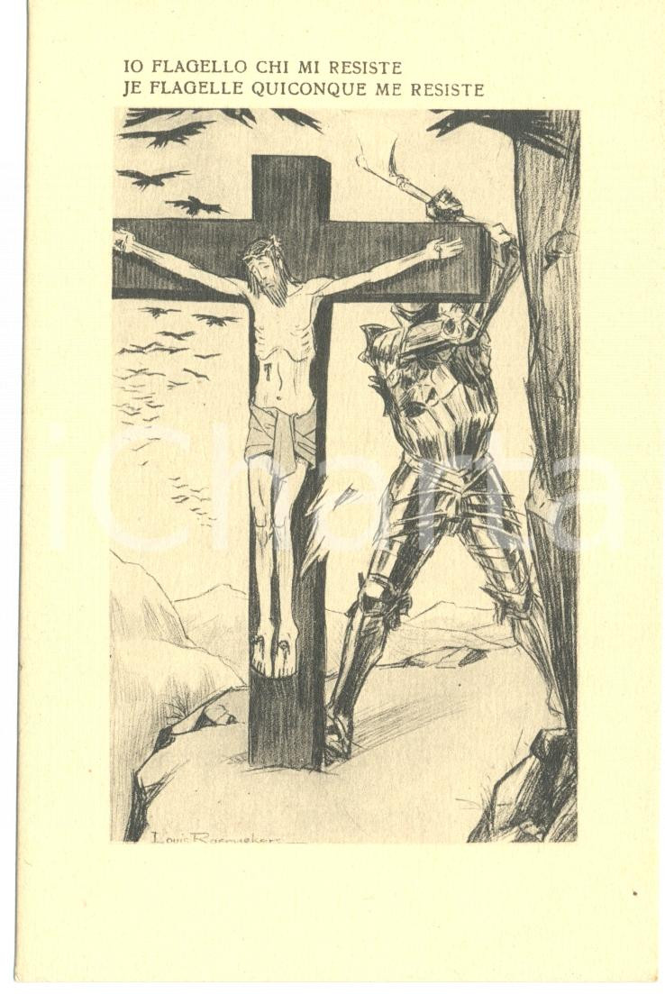 Cartolina originale da collezione 1917 WW1 SATIRA DI GUERRA Io flagello chi mi resiste Cartolina FP NV 1