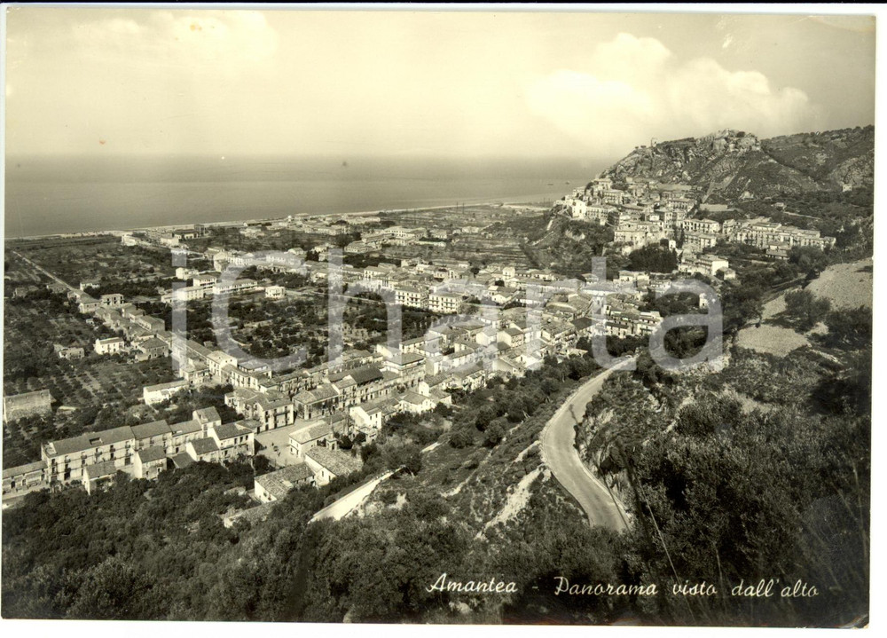 Cartolina originale da collezione 1955 AMANTEA (CS) Panorama visto dall'alto *Cartolina FG VG 1