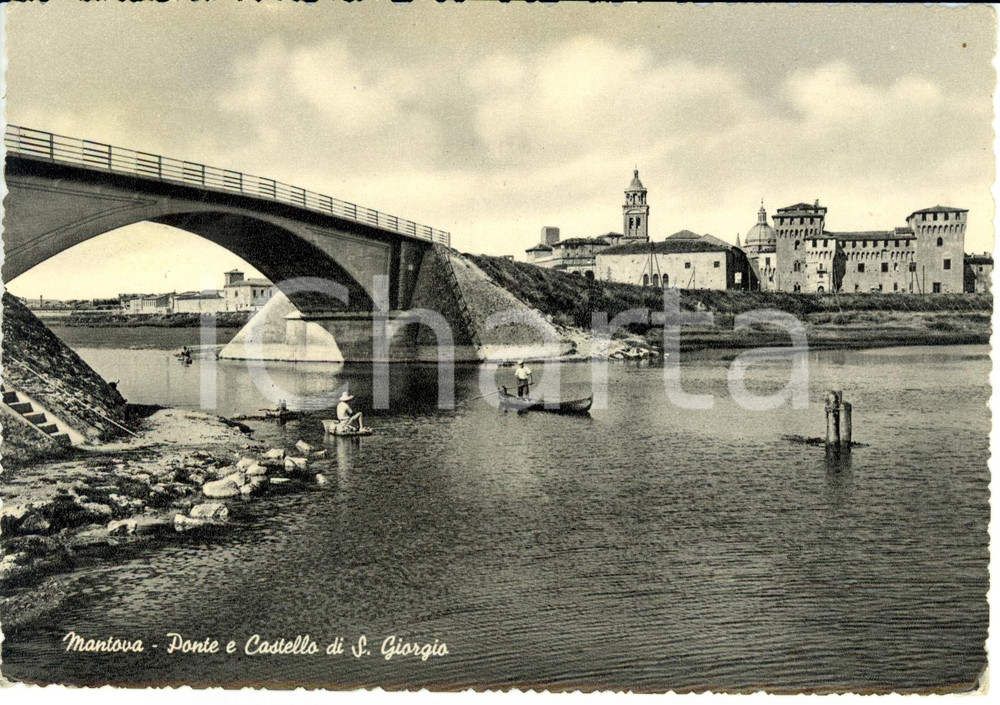Cartolina originale da collezione 1954 MANTOVA Ponte e Castello di S. Giorgio *Cartolina FG VG 1