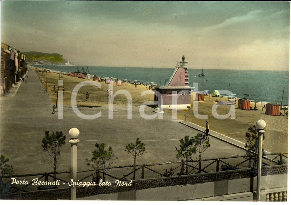 Cartolina originale da collezione 1960 ca PORTO RECANATI MC Spiaggia lato Nord Cartolina FG NV 1