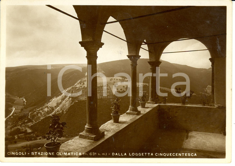 Cartolina originale da collezione 1960 ca CINGOLI MC Balcone Marche  Loggetta cinquecentesca Cartolina FG NV 1