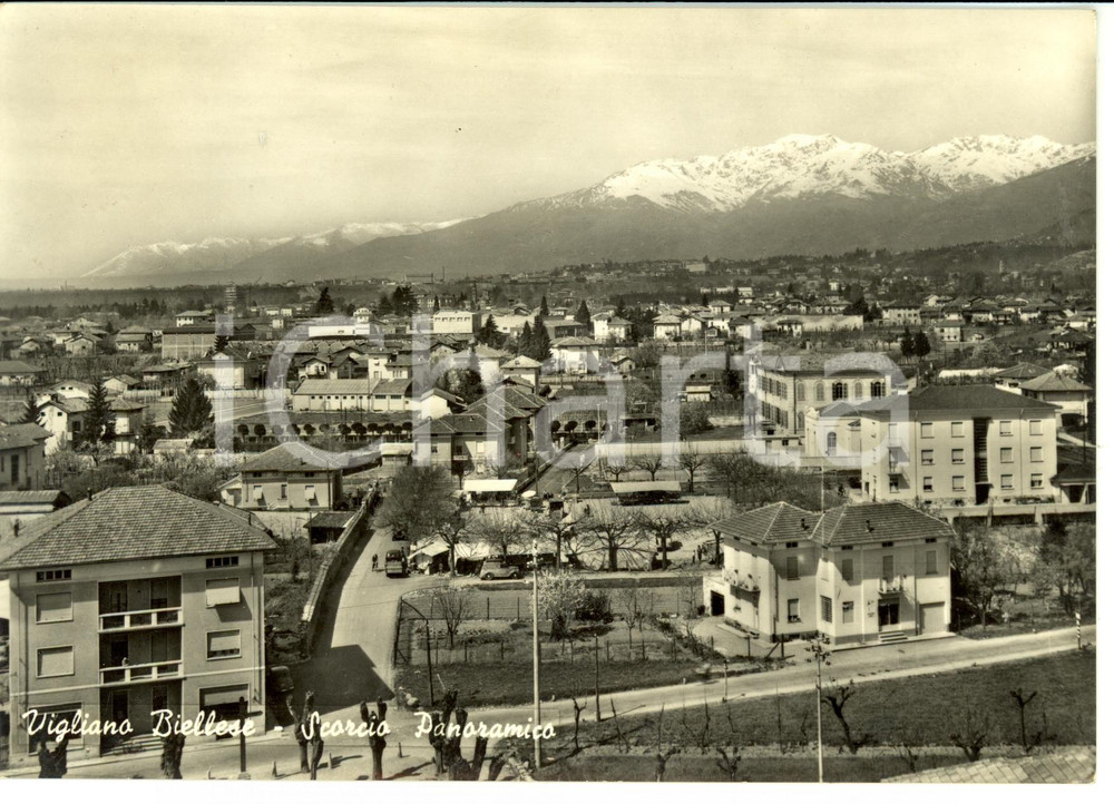 Cartolina originale da collezione 1959 VIGLIANO BIELLESE (BI) Scorcio panoramico *Cartolina FG VG 1