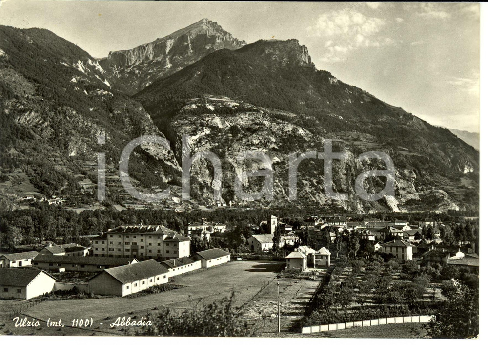 Cartolina originale da collezione 1957 ULZIO (TO) Panorama con l'antica ABBADIA *Cartolina FG VG 1
