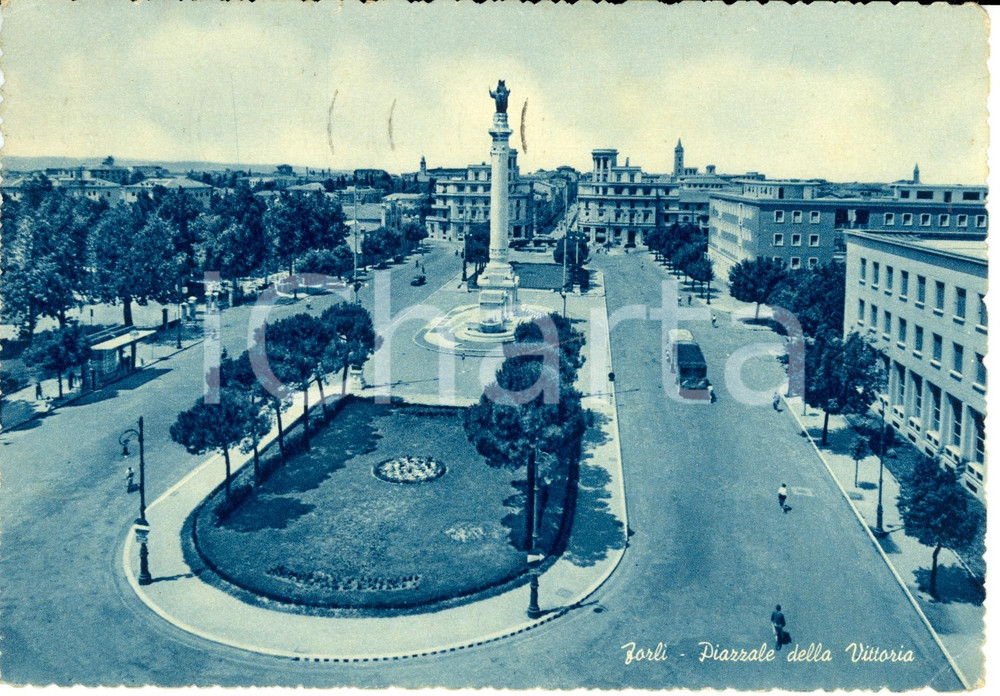 Cartolina originale da collezione 1952 FORLI' Veduta Piazzale della VITTORIA con monumento CADUTI *Cartolina FG VG 1