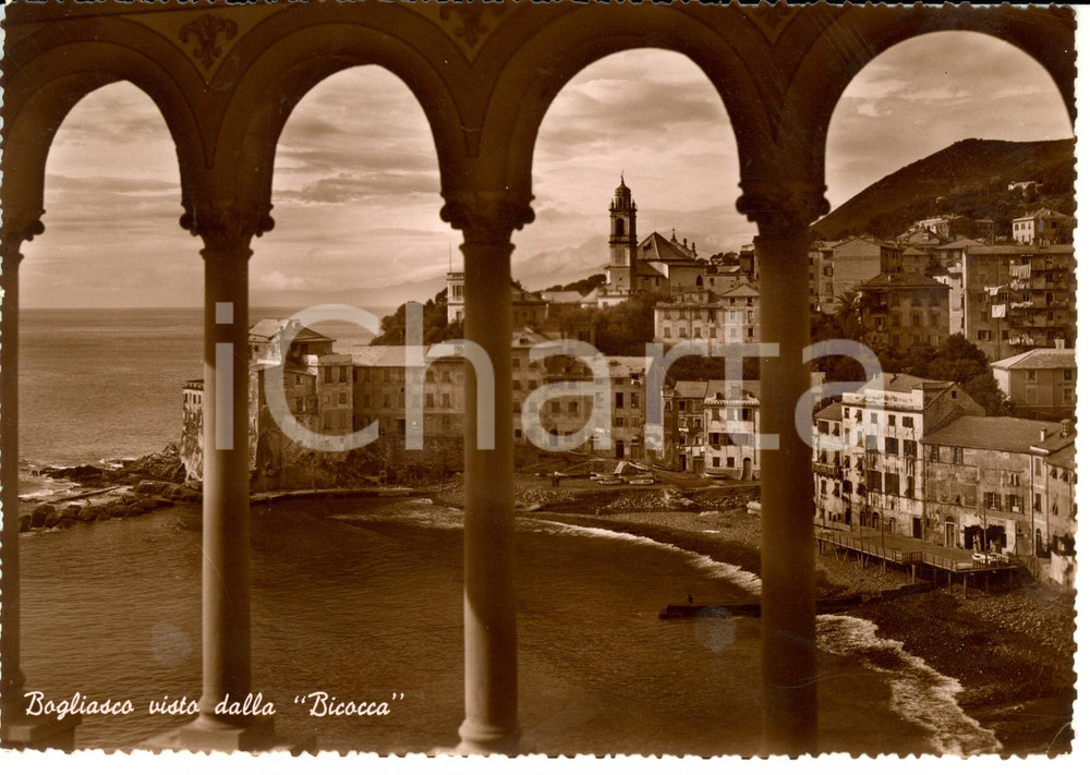 Cartolina originale da collezione 1951 BOGLIASCO (GE) Veduta della cittÃ  dalla BICOCCA *Cartolina FG VG 1