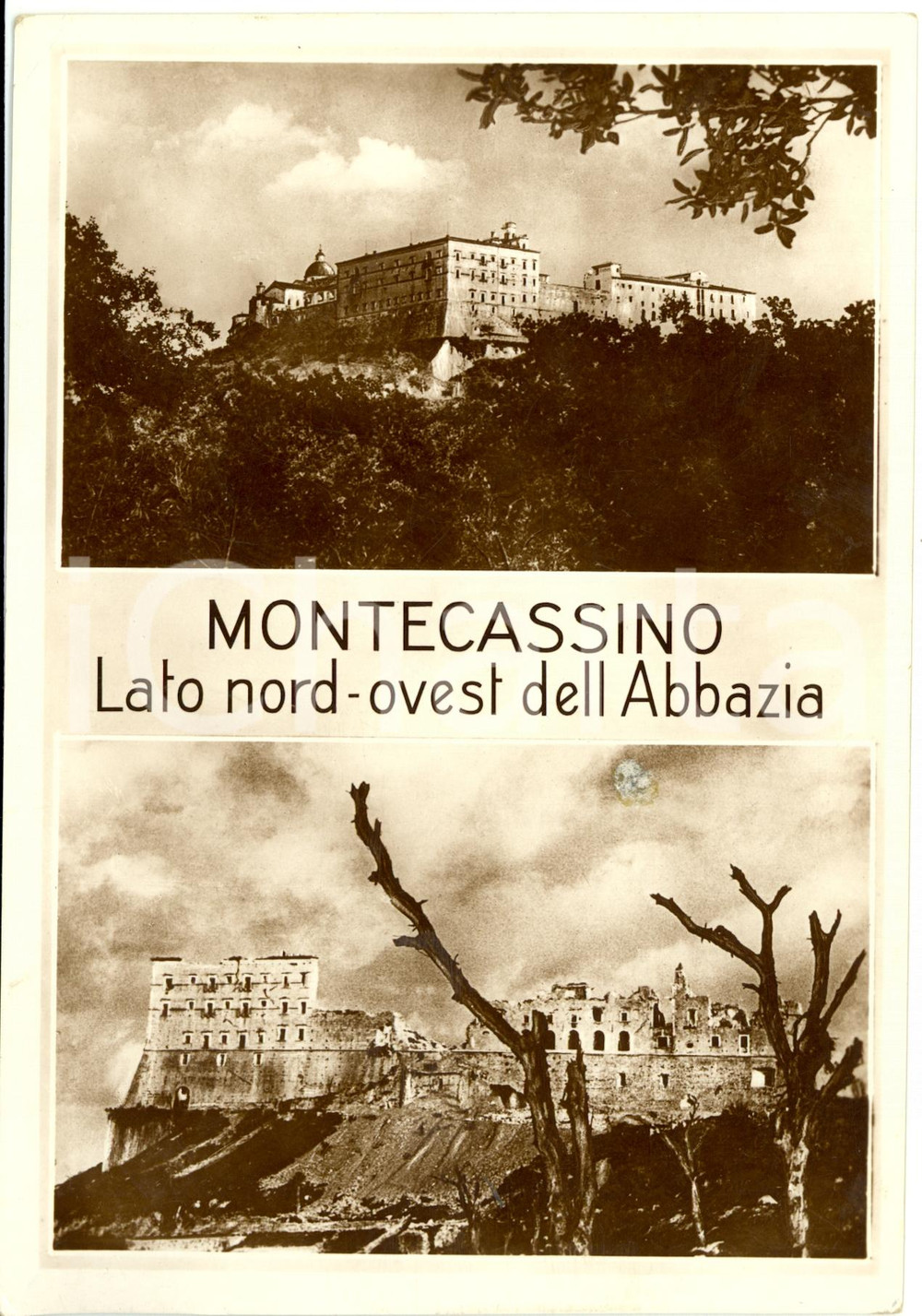 Cartolina originale da collezione 1948 MONTECASSINOFR Veduta abbazia bombardata dal lato nordovest FG VG 1