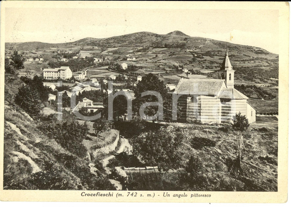 Cartolina originale da collezione 1957 CROCEFIESCHI (GE) Angolo pittoresco della frazione VOBBIA *Cartolina FG VG 1