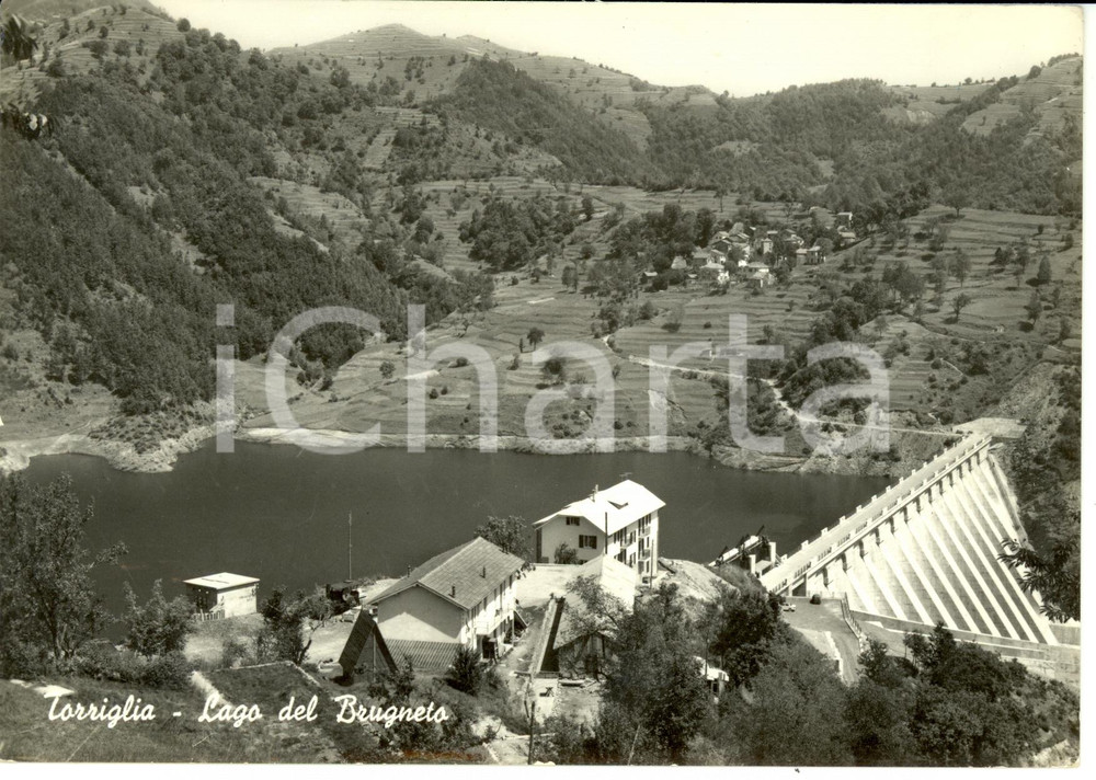 Cartolina originale da collezione 1962 TORRIGLIA (GE) Veduta del LAGO del BRUGNETO *Cartolina FG VG 1