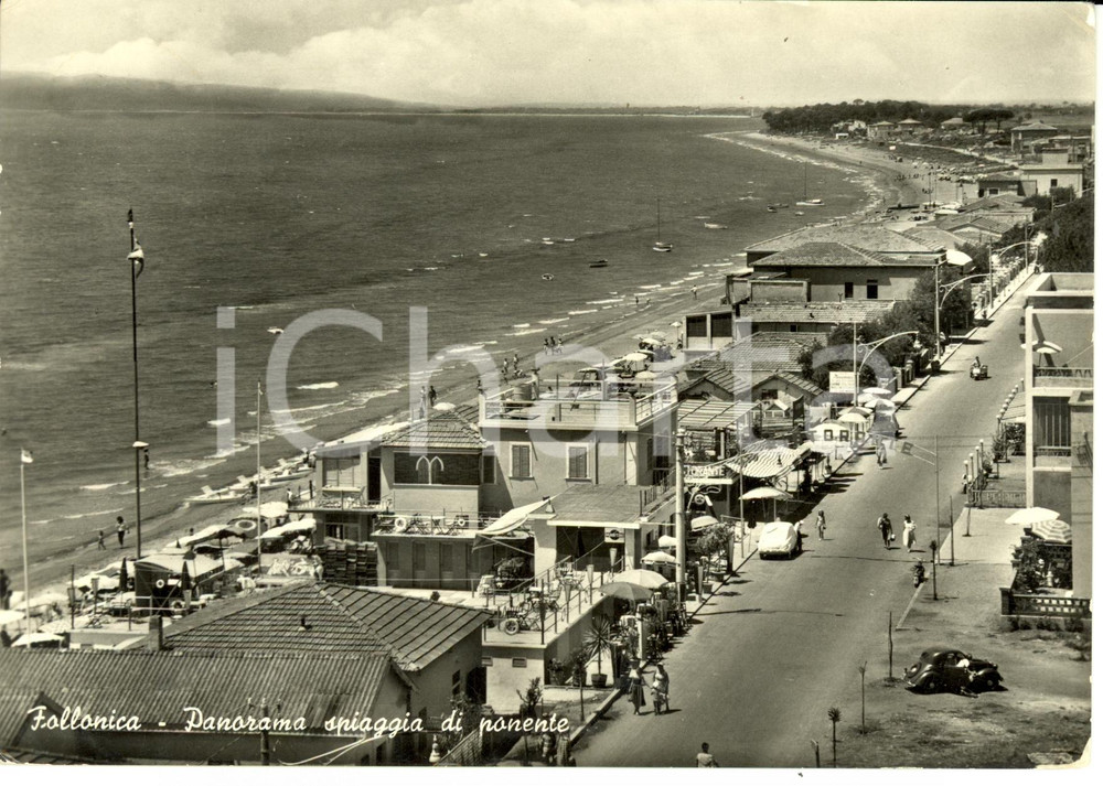 Cartolina originale da collezione 1960 FOLLONICA (GR) Vista panoramica spiaggia di PONENTE *Cartolina FG VG 1
