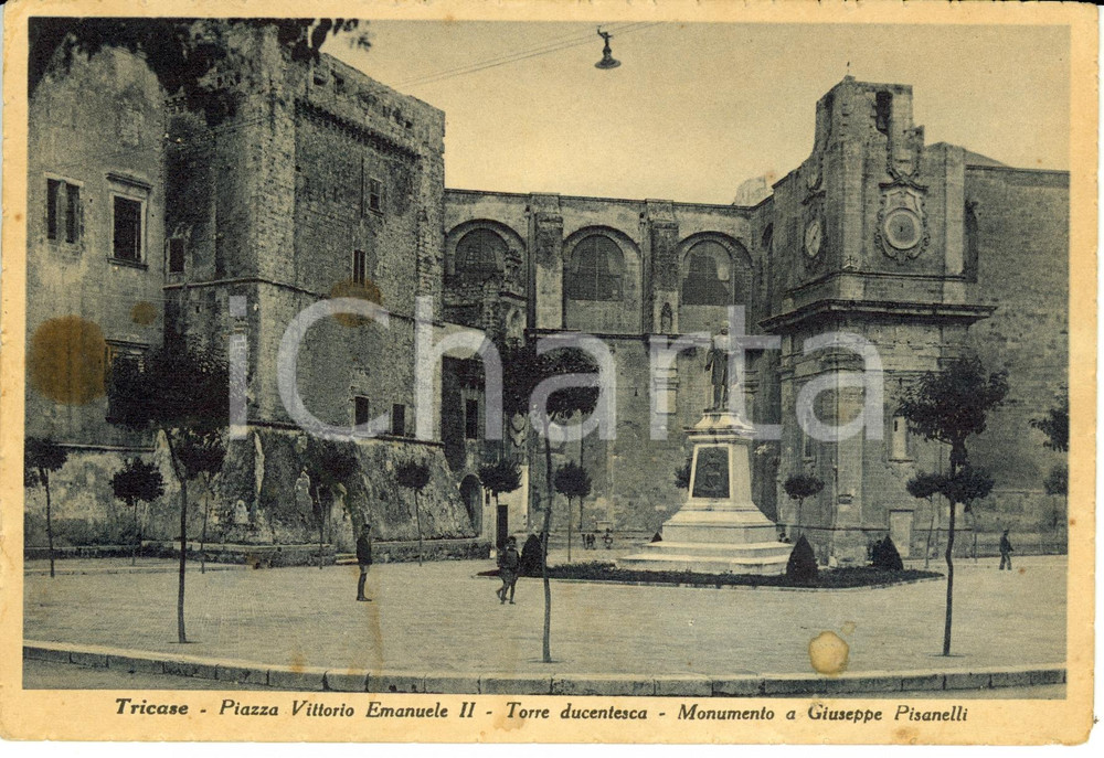 Cartolina originale da collezione 1941 TRICASE LE Piazza Vittorio Emanuele II con monumento a GIUSEPPE PISANELLI 1