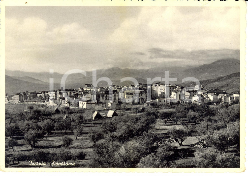 Cartolina originale da collezione 1956 ISERNIA Scorcio panoramico con Monti del MATESE  *Cartolina FG VG 1