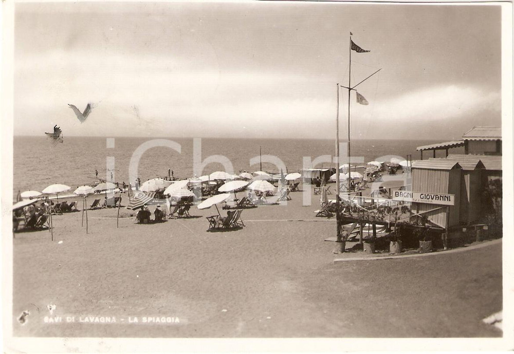 Cartolina originale da collezione 1936 CAVI DI LAVAGNA GE Bagni GIOVANNI  SANDRINA Animata Cartolina FG VG 1