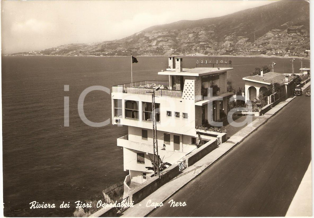 Cartolina originale da collezione 1957 OSPEDALETTI IM Ristorante CAPO NERO Riviera dei Fiori Cartolina FG VG 1