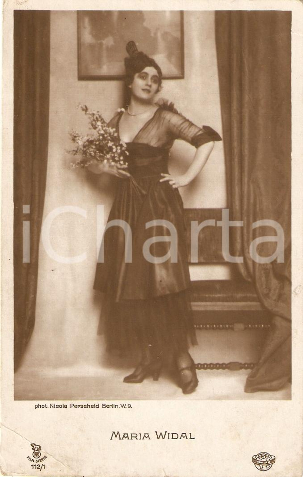 Cartolina originale da collezione 1924 CINEMA Maria WIDAL Actress Portrait *Cartolina FP VG 1