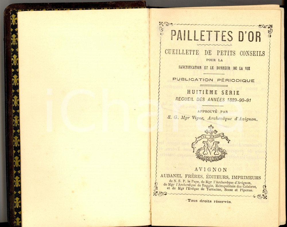 Libro, pubblicazione d'epoca 1891 PAILLETTES D'OR Cueillette de petits conseils HuitiÃ¨me sÃ©rie 1889-90-91 1