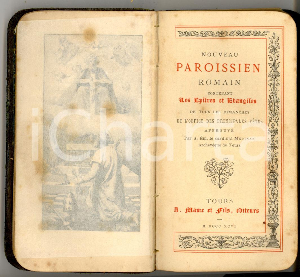 Libro, pubblicazione d'epoca 1896 NOUVEAU PAROISSIEN ROMAIN Office dimanches Ed. Alfred MAME' - TOURS Messale 1