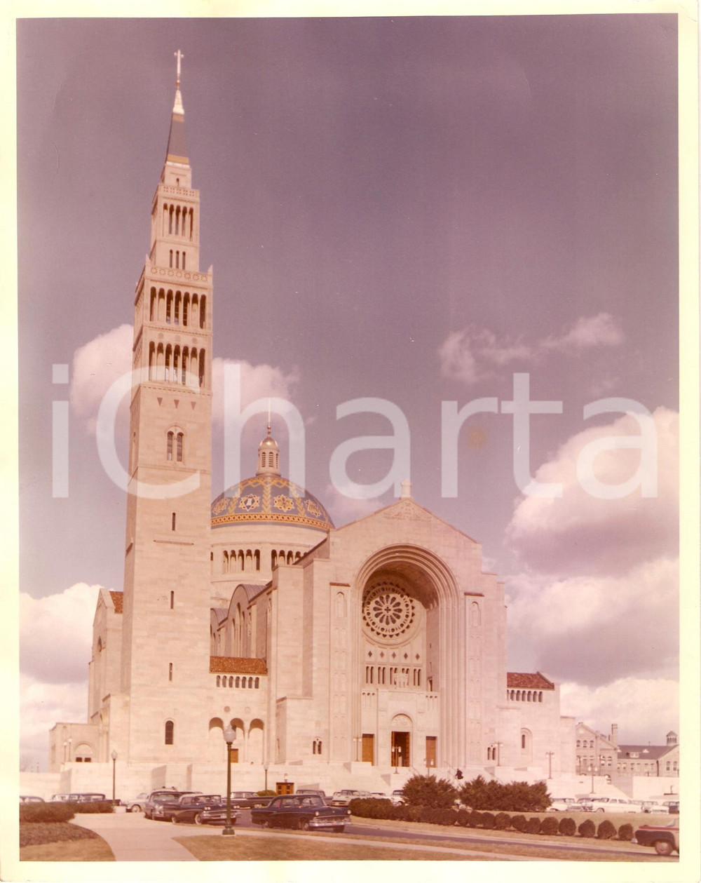 Fotografia d'epoca originale 1960 ca WASHINGTON DC Basilica NATIONAL SHRINE of Immaculate Conception 20x25 cm 1