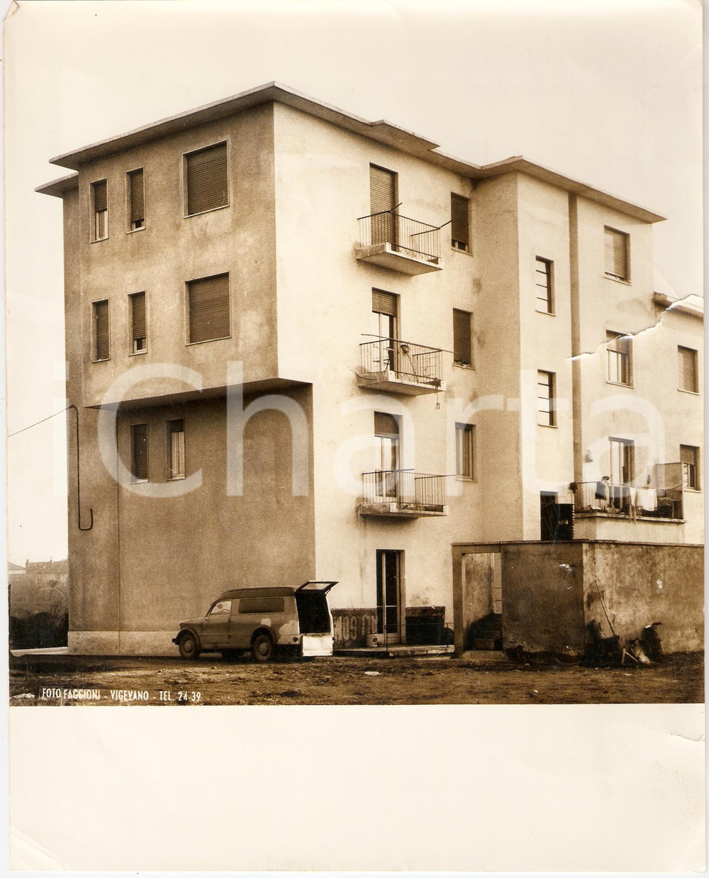Fotografia d'epoca originale 1960 ca VIGEVANO (PV) Case popolari in periferia Panorama Fotografia DANNEGGIATA 1