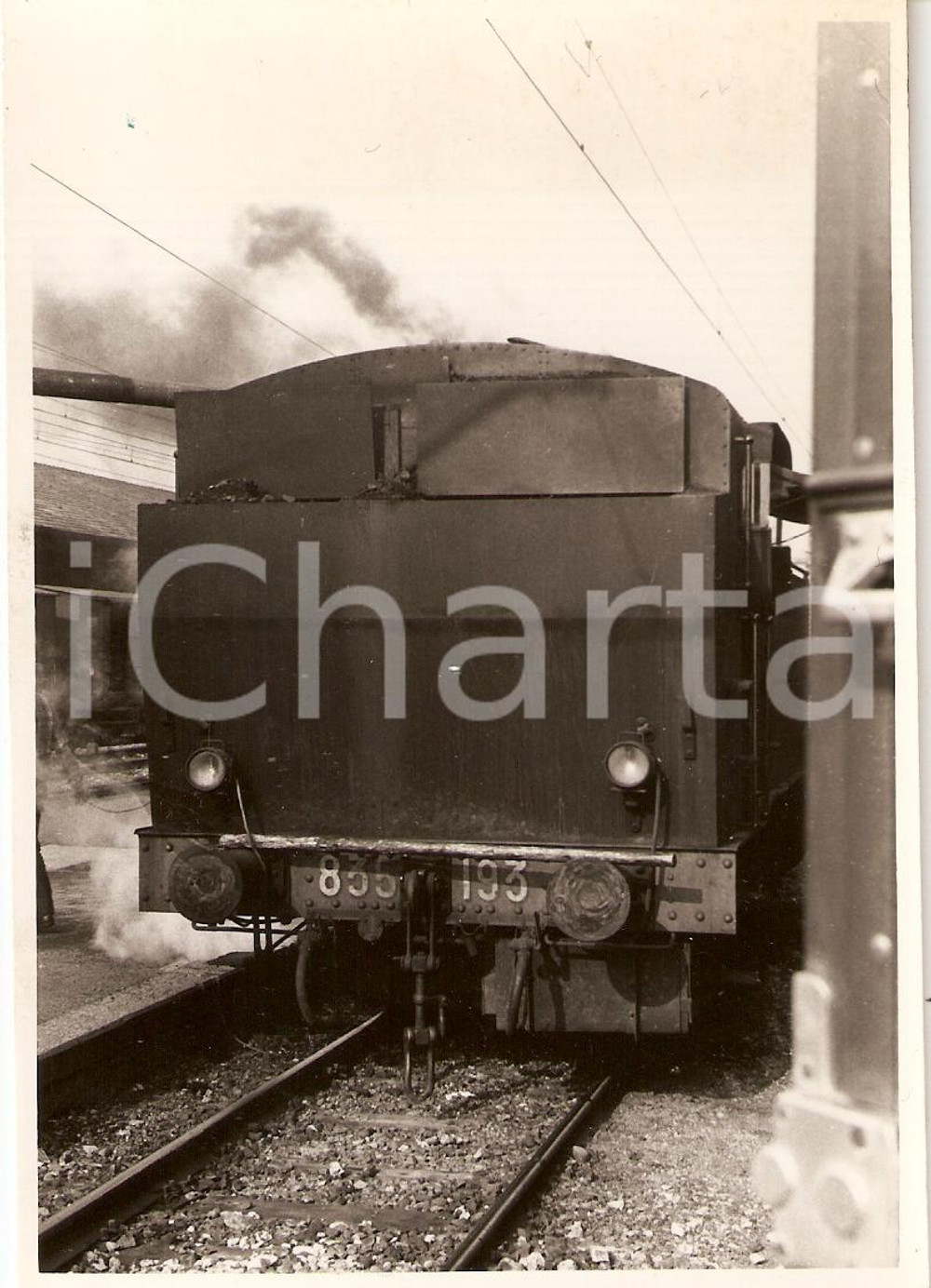 Fotografia d'epoca originale 1970 ca FERROVIE STATO Locomotiva a vapore FS 835 193 *Fotografia 1
