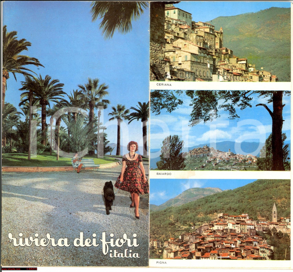 Materiale pubblicitario d’epoca 1950 ca SAVONA Pieghevole RIVIERA DEI FIORI Italia 1