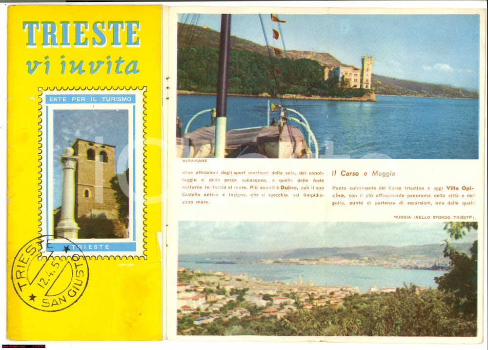 Materiale pubblicitario d’epoca 1950 ca TRIESTE Ente per il Turismo TRIESTE vi invita 1