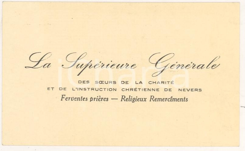 Oggetto da collezione cartaceo 1920 ca Nevers – F. Supérieure Générale, Sœurs de Charité Biglietto 1