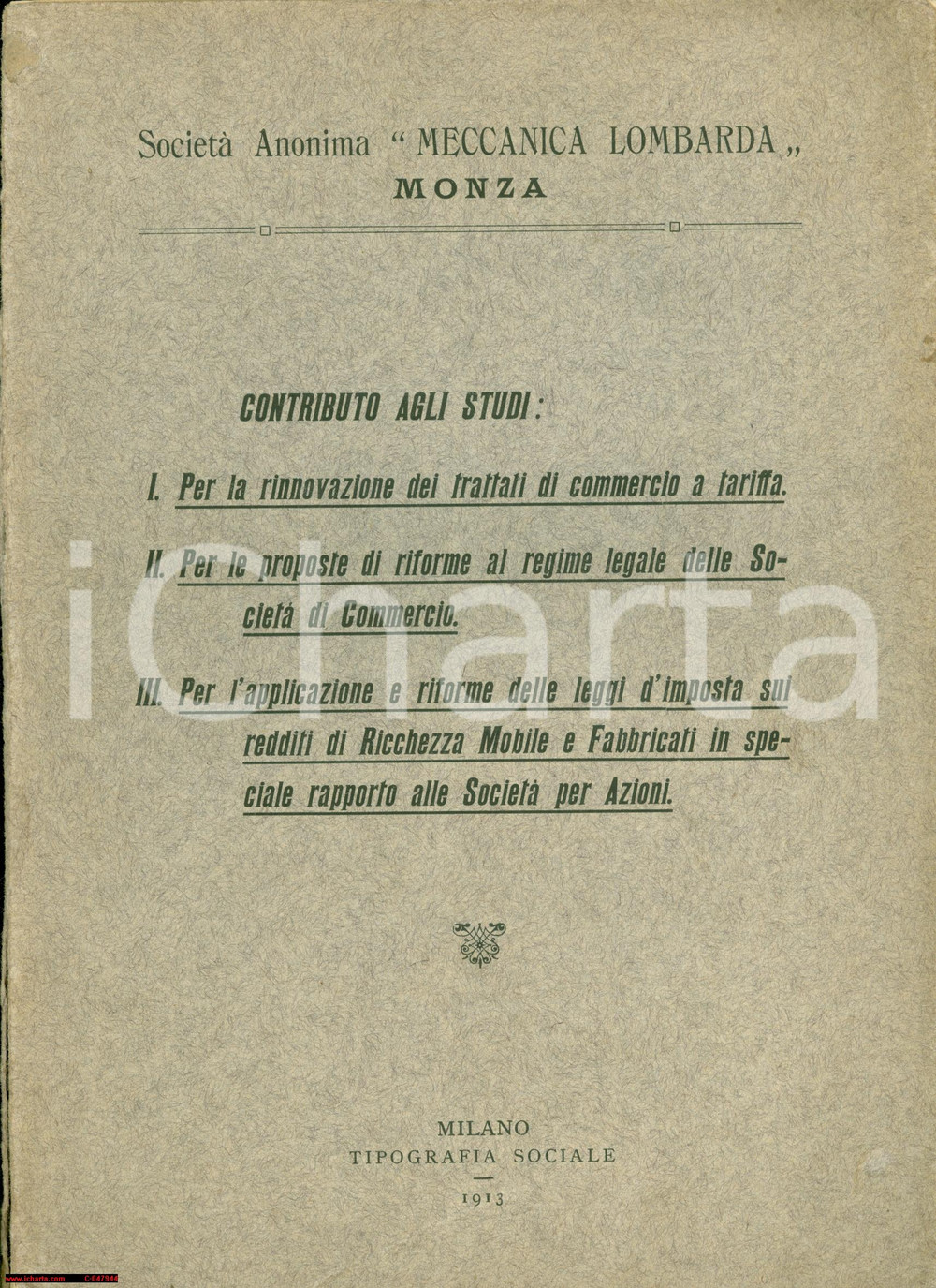 Libro, pubblicazione d epoca 1913 MONZA MB Studi commercio MECCANICA LOMBARDA 1