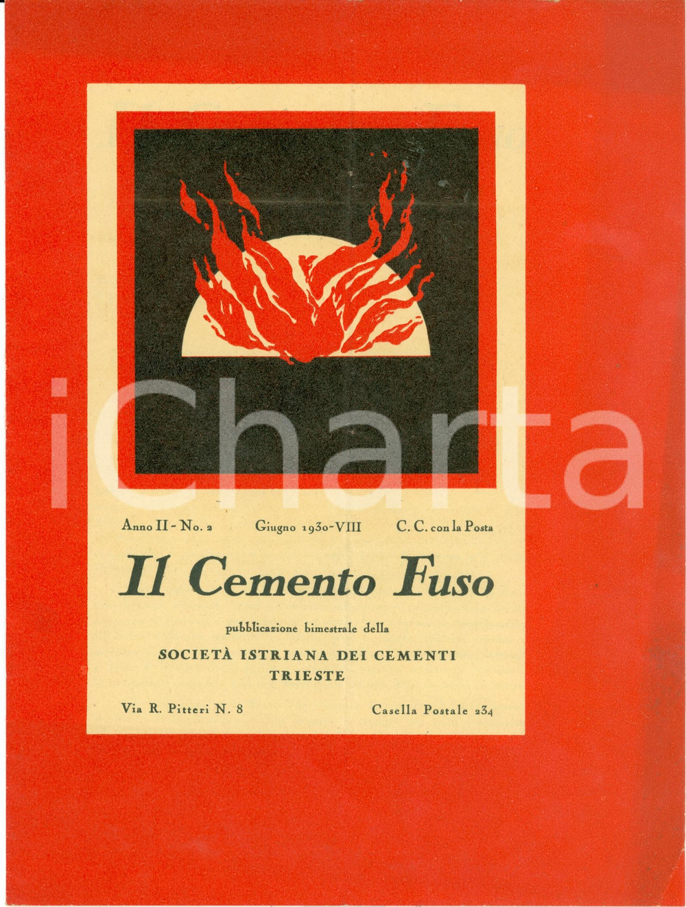 Giornale, rivista storica 1930 TRIESTE SocietÃ  Istriana Cementi Conglomerati DURAPID Rivista Cemento Fuso 1