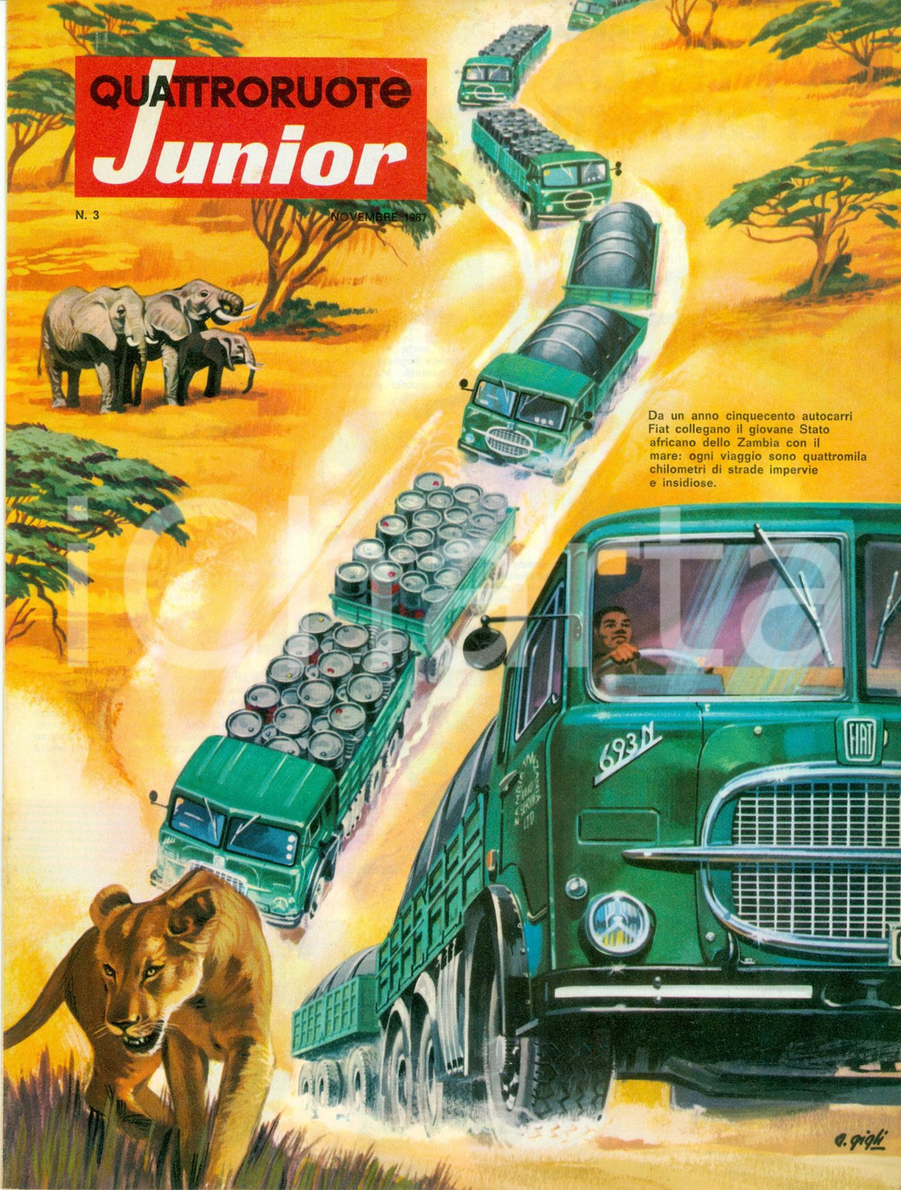 Giornale, rivista storica 1967 QUATTRORUOTE JUNIOR Motori FIAT percorrono l AFRICA Modellismo Rivista 1