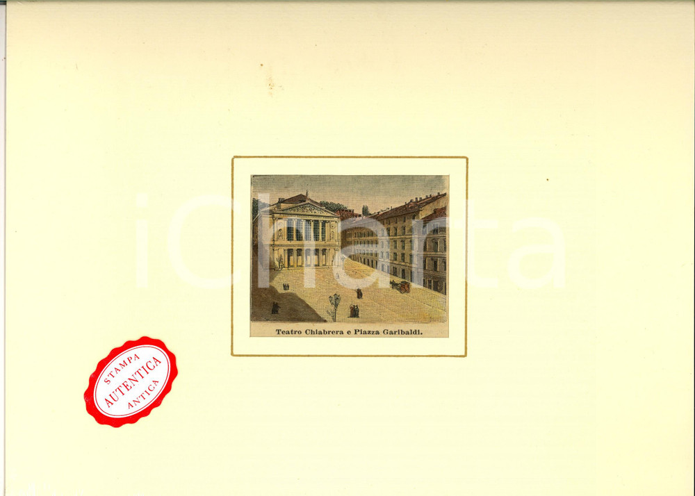 Stampa, bozzetto originale 1900 SAVONA Teatro CHIABRERA *Stampa antica LE CENTO CITTA' D'ITALIA 1