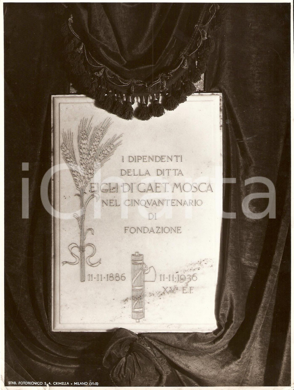 Fotografia d'epoca originale 1936 MILANO Cinquantenario Ditta Figli di GAET. MOSCA 1