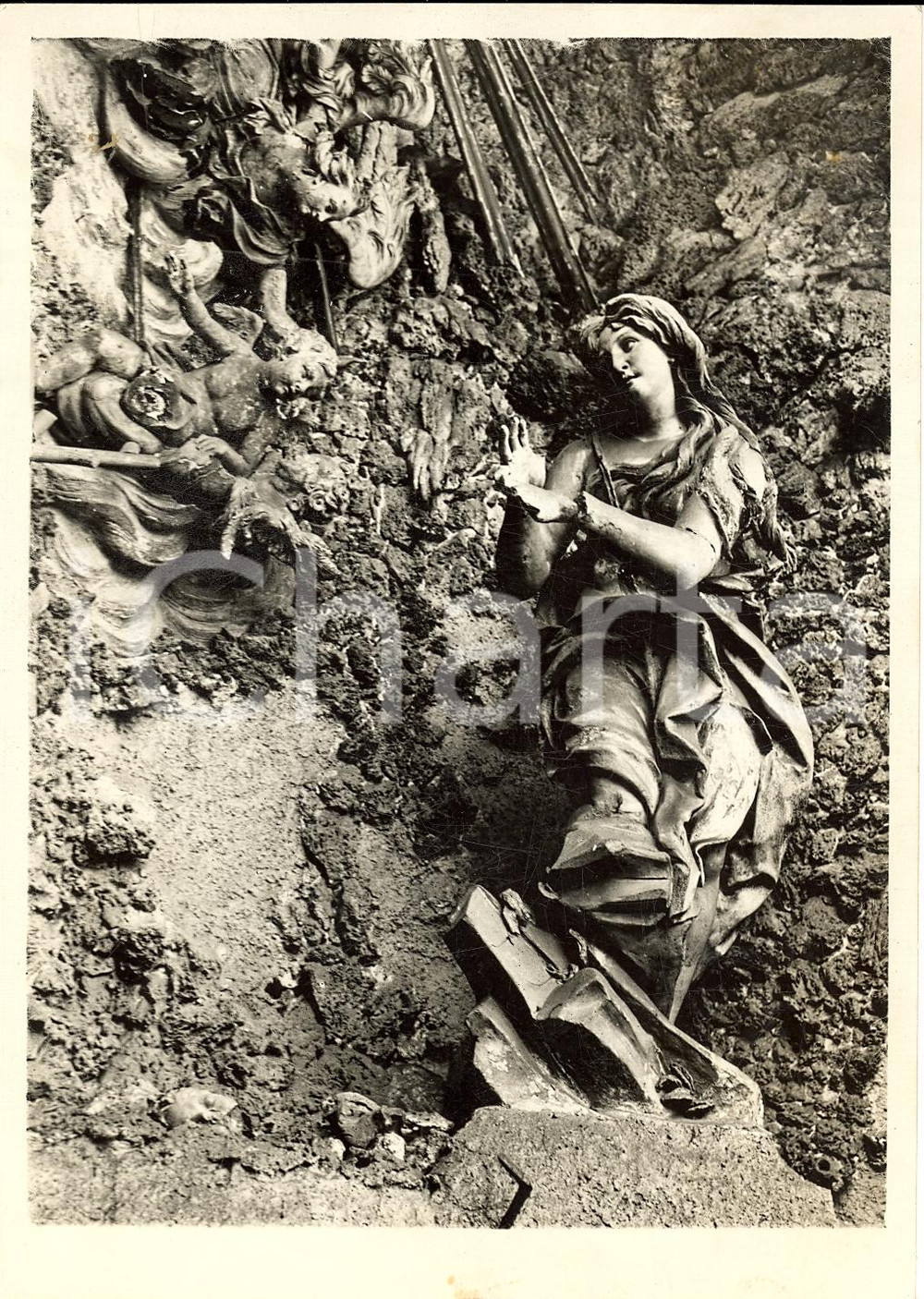 Fotografia d'epoca originale 1939 MILANO Gruppo statue rinvenuto Giardini GUASTALLA *Fotografia 1