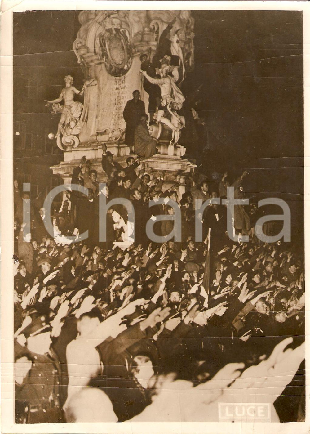 Fotografia d'epoca originale 1938 Lienz Anschluss Ã–sterreichs, discorso Hitler PHOTO 1