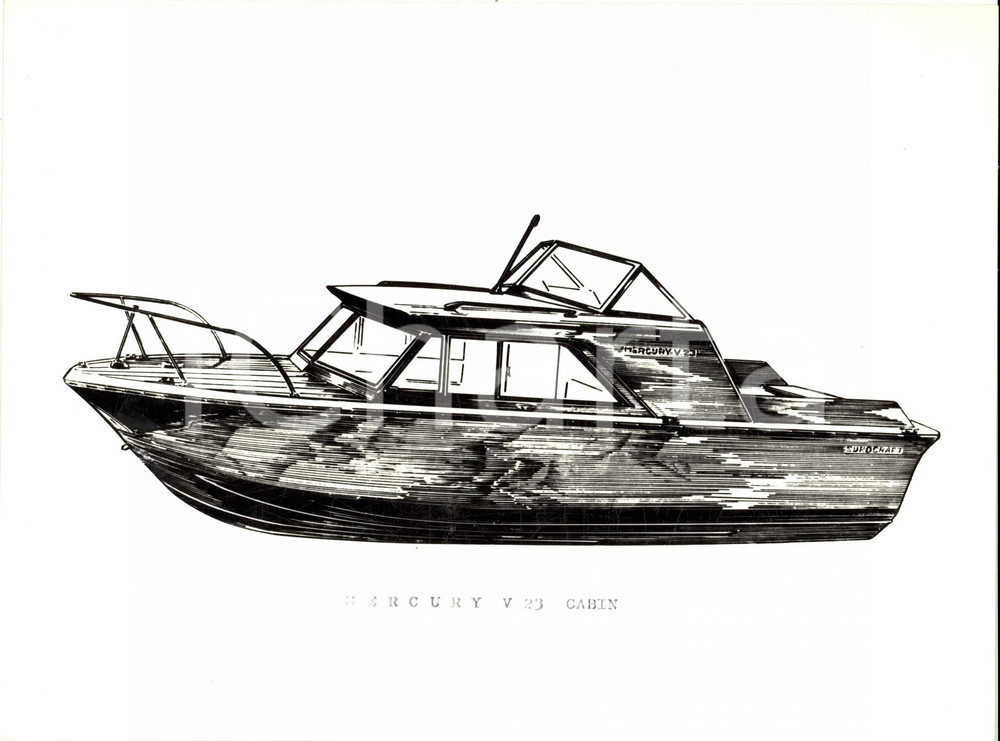 Fotografia d'epoca originale 1965 VADO LIGURE (SV) Cantieri navali EUROCRAFT Mercury V 23 Cabin FOTO BOZZETTO 1