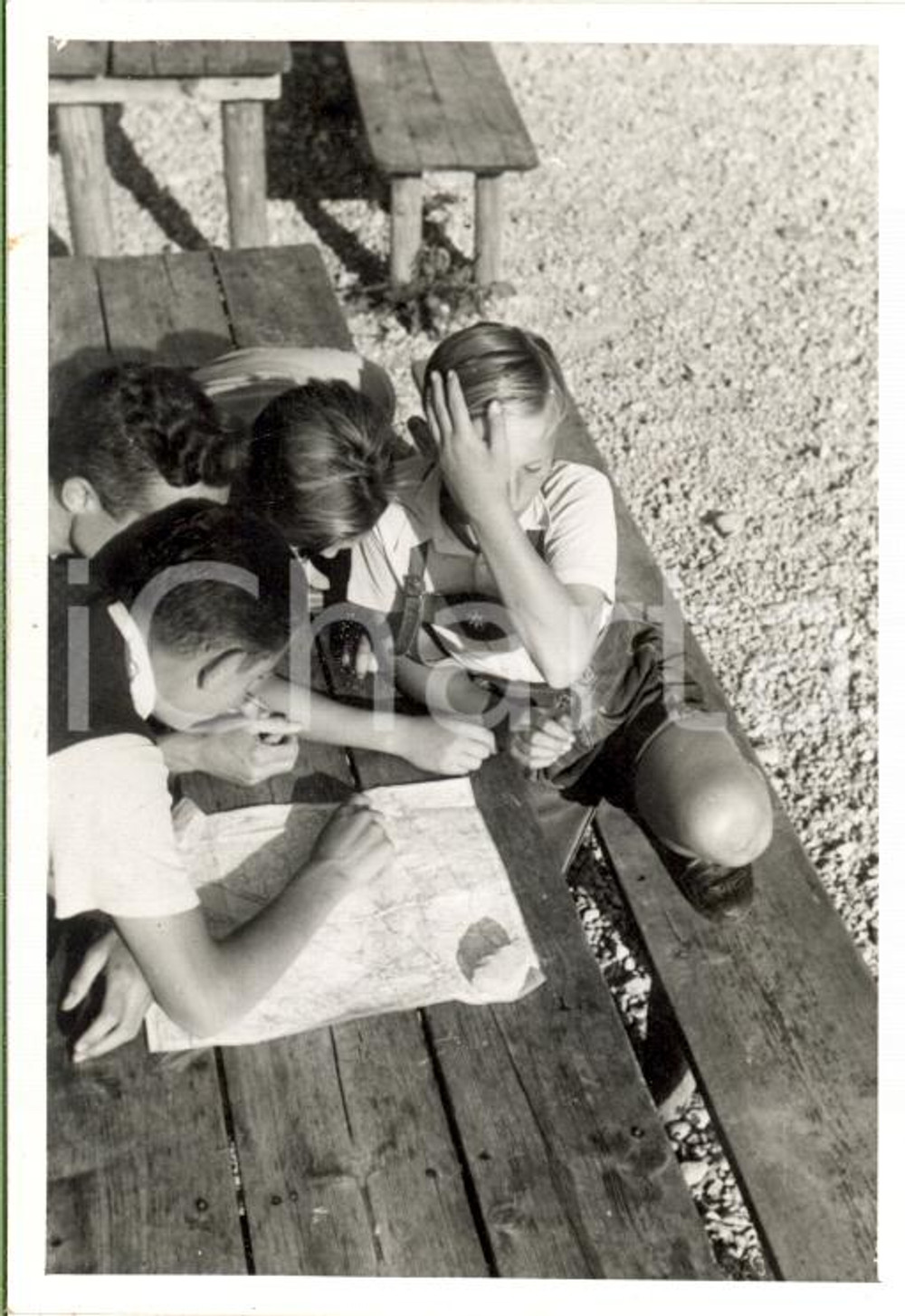 Fotografia d epoca originale 1939 WW2 Giovani hitleriani studiano cartina TERZO REICH Fotografia 1