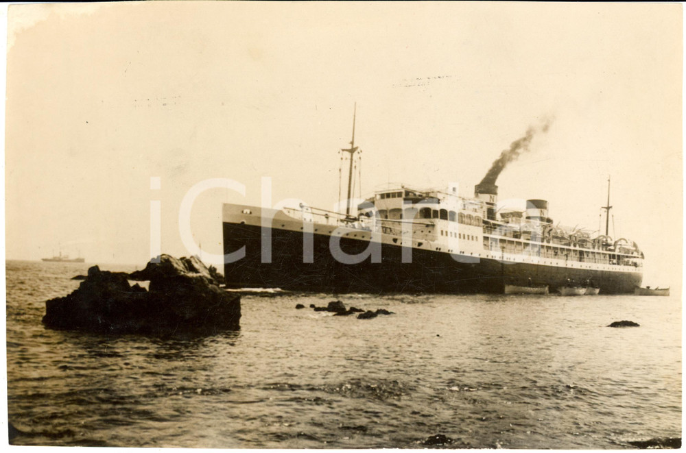 Fotografia d epoca originale 1936 PIROSCAFO ALCANTARA incagliato e soccorso Fotografia 1