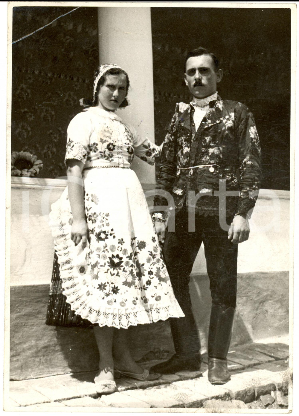 Fotografia d epoca originale 1938 UNGHERIA Promessi sposi in costume tradizionale Fotografia 1