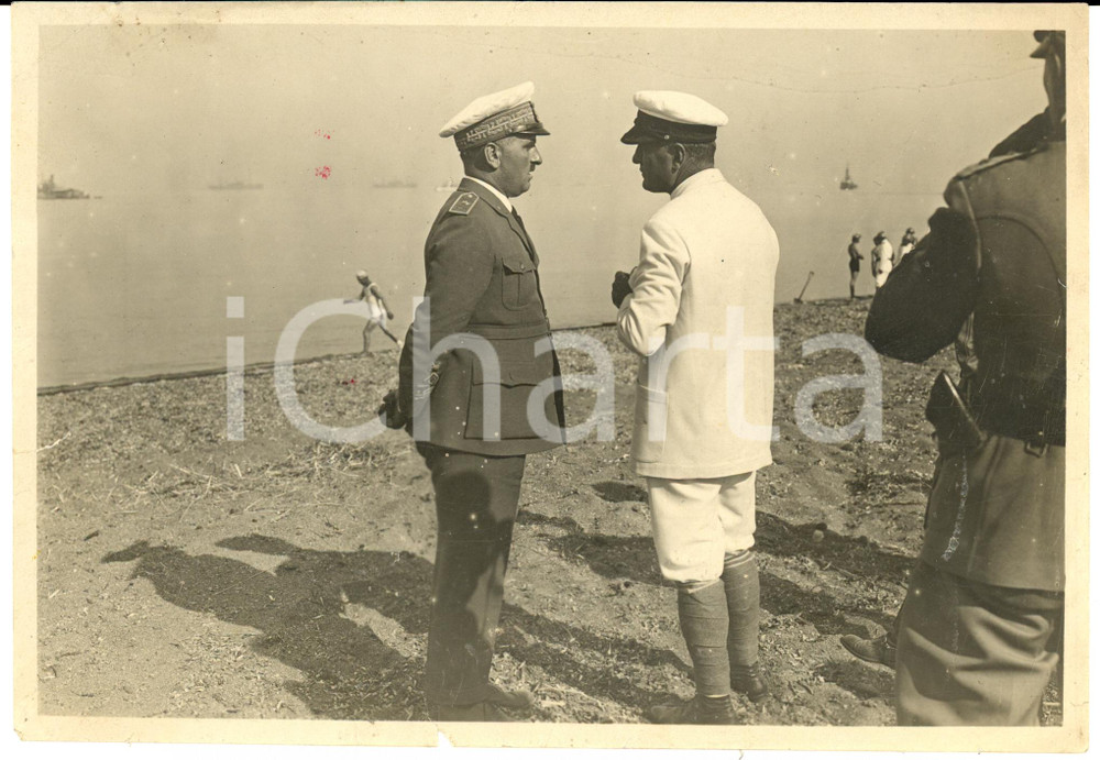 Fotografia d epoca originale 1930 ca REGIA AERONAUTICA Benito MUSSOLINI con Gen.GIUSEPPE SANTORO Fotografia 1