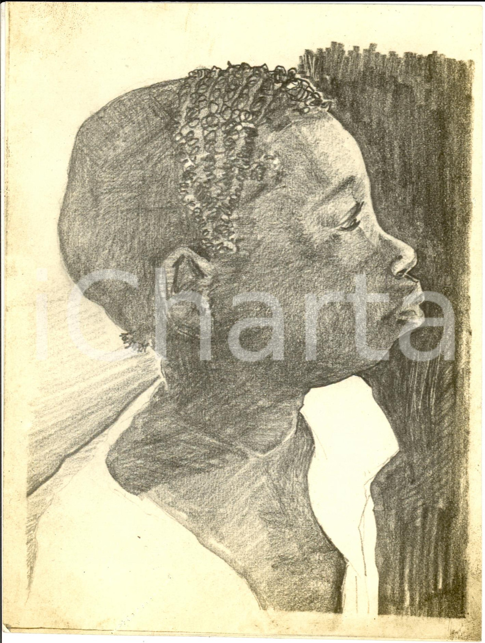 Fotografia d epoca originale 1937 ETIOPIA Ritratto indigeno SCIOJANO Fotografia coeva di disegno 1