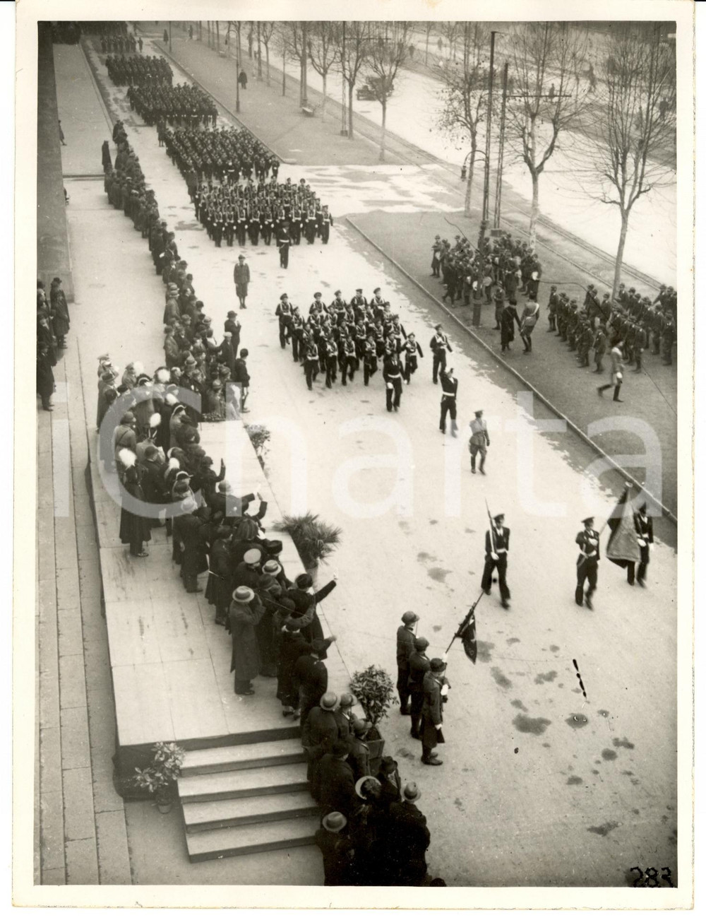 Fotografia d epoca originale 1936 TORINO Sfilata Legione MARINARETTI davanti al generale TUA Foto 1