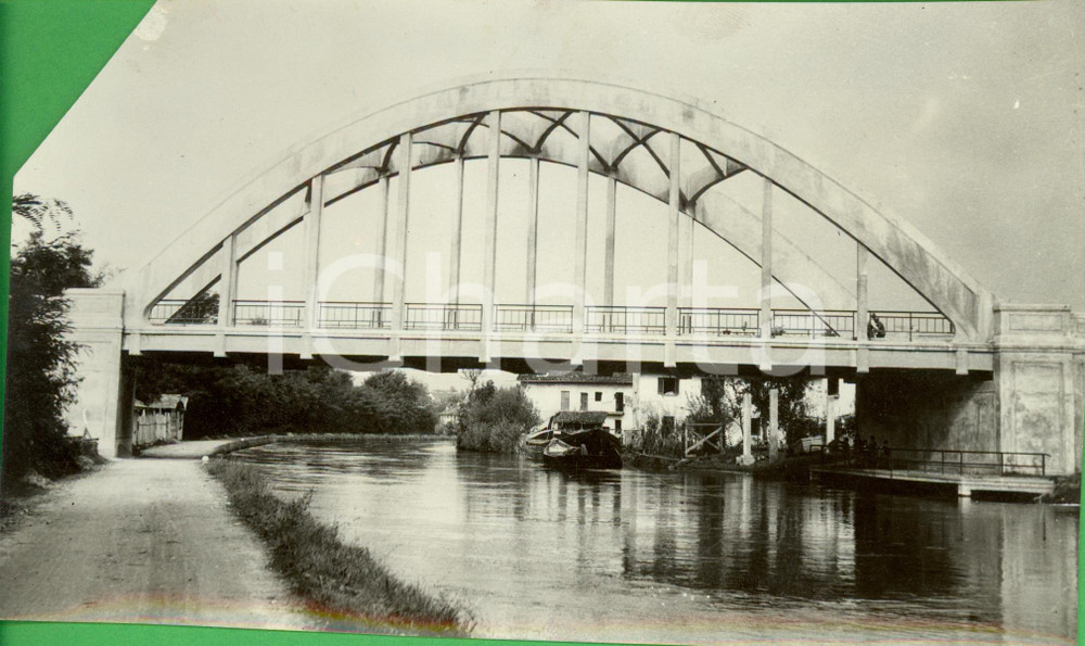Fotografia d epoca originale 1932 BOFFALORA SOPRA TICINO MI Ponte autostradale sul NAVIGLIO GRANDE Foto 1