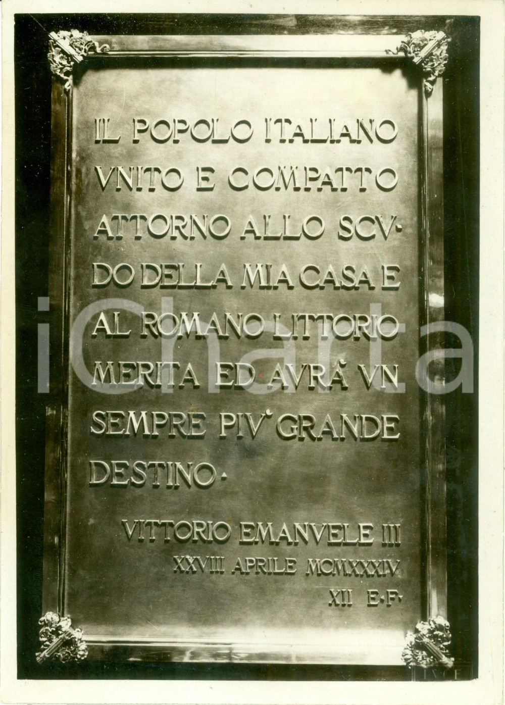 Fotografia d epoca originale 1934 ROMA SENATO Lapide VITTORIO EMANUELE III per destino dell ITALIA Fotografia 1